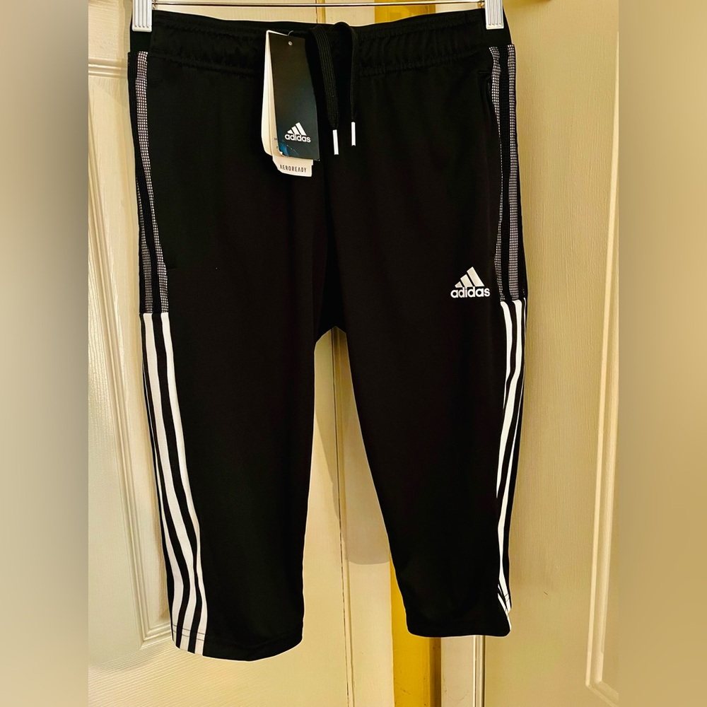 Adidas Black leggings with White Stripes